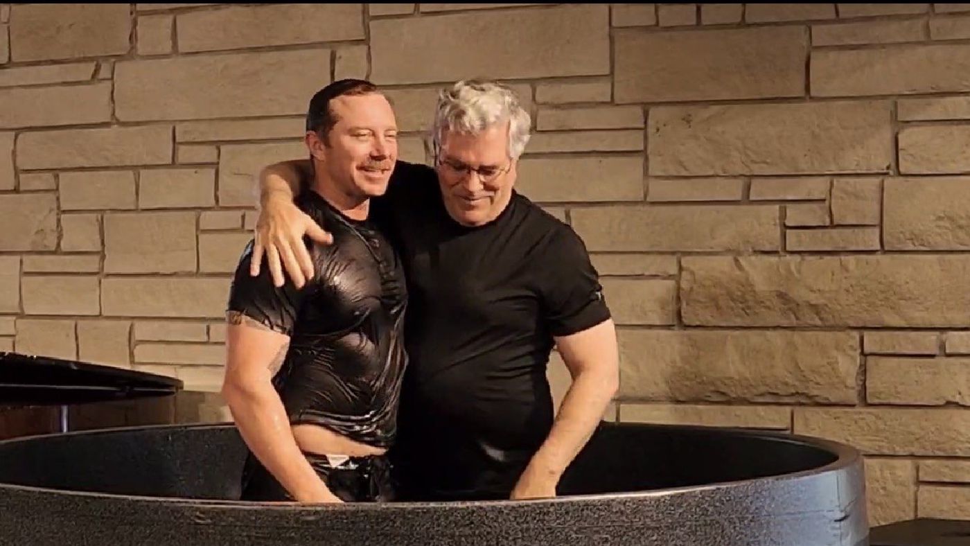 Bryce Henson being baptized